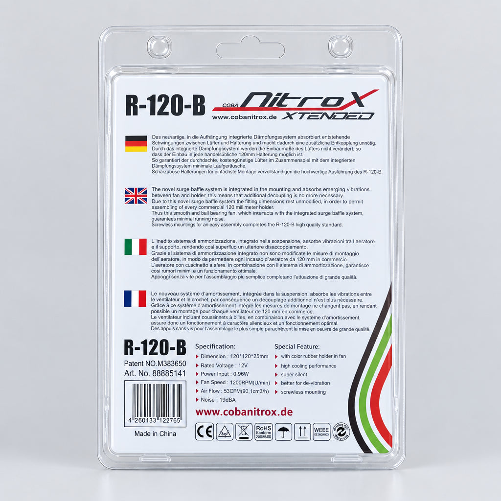 CobaNitrox R-120-B 120 mm Gehäuselüfter